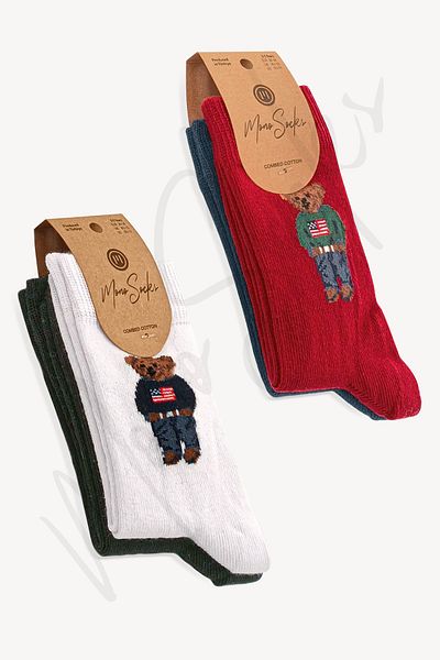 Mono Socks Детски чорапи плюшено мече от 4 части