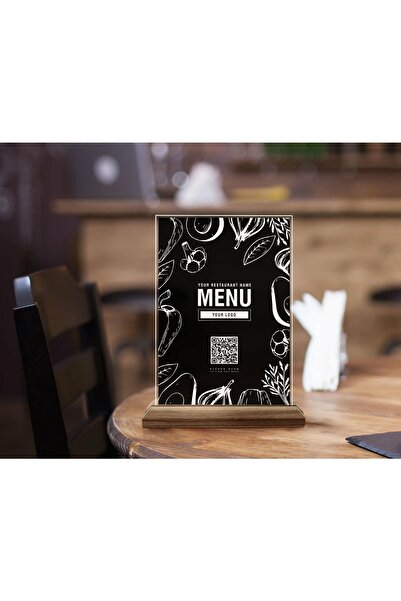 Bk Gift Restoran - Cafe - Barlara Özel Ahşap Standlı Pleksi Qr Kod Menü, Cafe...