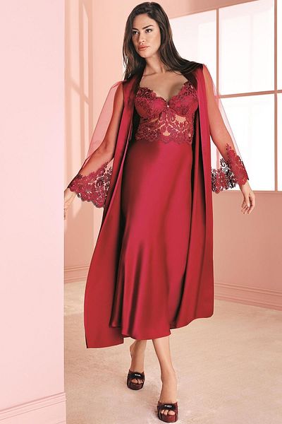 Espuar Women's 275 Satin Nightgown and Dressing Gown Set