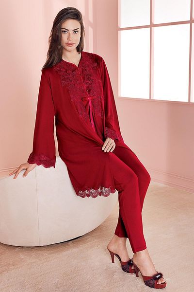 Espuar Women's 733 Combed Cotton 3-Piece Maternity Pajama Set