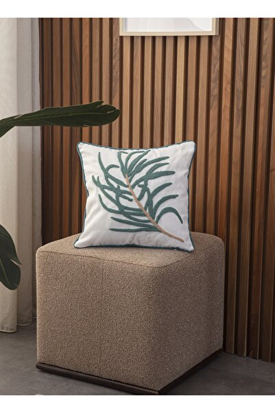 Ottoson Tekli Premium Punch Işlemeli Nakışlı Çiçek Temalı Kırlent Kılıfı