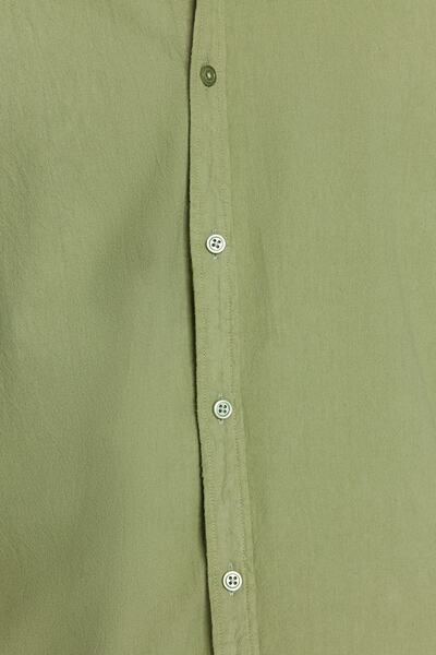 Trendyol Collection Khaki uniszex normál szabású 100% pamut lenvászon megjelenésű ing TMNSS23GO00099