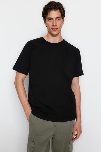 Trendyol Collection Oversize Μαύρο Βαμβακερό Βασικό T-Shirt - TMNSS23TS00329