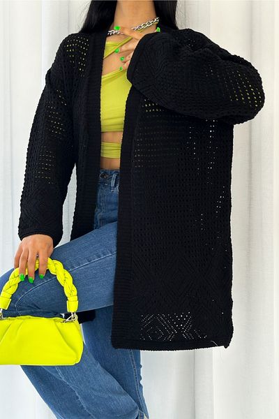 FEMELLE Cardigan de damă, negru, cu umăr scăzut, mărime standard, supradimensionat