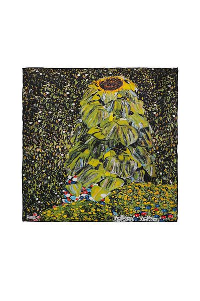Bursa İpek Green Sunflower Pattern Silk Handkerchief