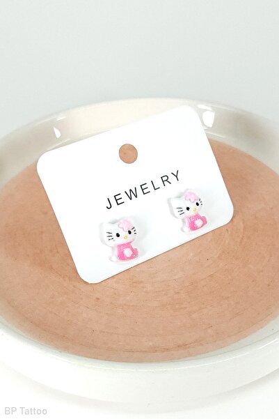 BP Tattoo Hello Kitty Papatyalı 2'li Genç Ve Çocuk Küpesi