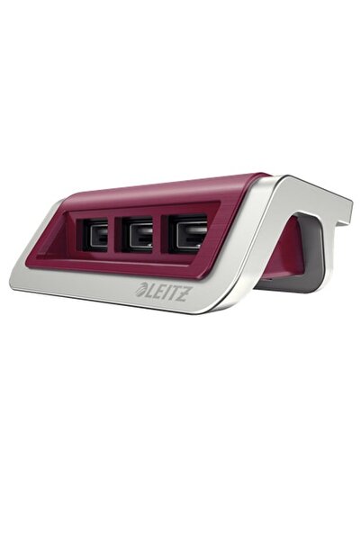 Leitz Style Üç Girişli USB Şarj İstasyonu Garnet Kırmızısı