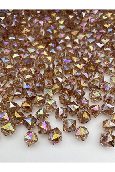 Hedef Bijuteri مكعب بني 100 جرام 14 ملم مع جانجان، خرز أكريليك نموذج مكعب، مج...