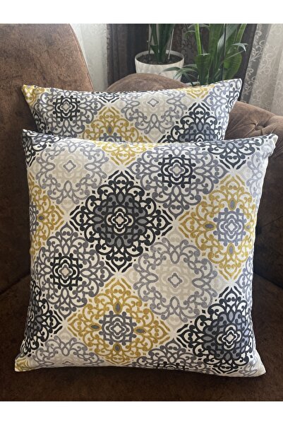 NATURAL HOME غطاء وسادة بنمط البلاط الرمادي