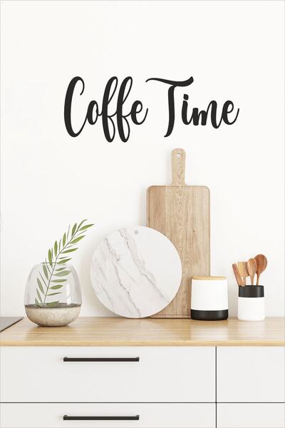 Dekorsiahome Coffe Time Ahşap Duvar Yazısı
