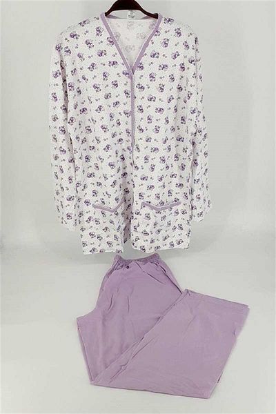 ÇamaşırcımShop Floral Patterned Front Buttoned Mother Pajamas Set