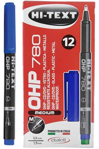 Hi-Text Silgili Asetat Kalemi Mavi 12 Adet