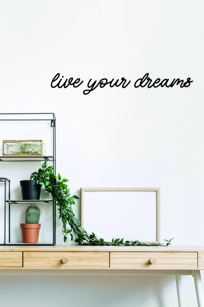 Dekorsiahome Live Your Dreams Ahşap Duvar Yazısı