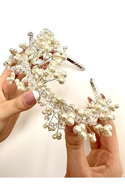 alsaccessories Coroană de nuntă cu mărime largă cu perle, coroană pentru ocaz...