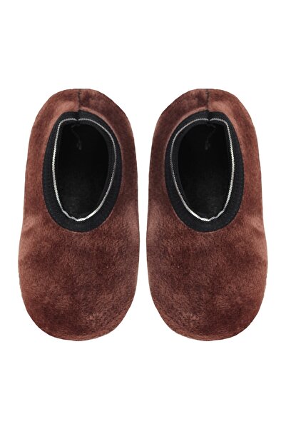 UNLIMITED LEGWEAR Kahverengi Peluş Altı Kaymaz Çocuk Ev Patiği