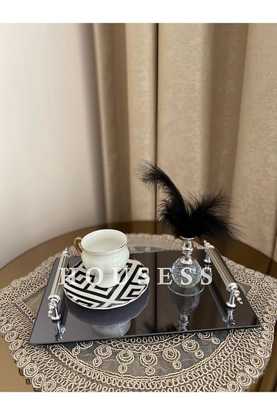 Housess Promise Engagement Henna Tray Smoked Decorative Rectangular Presentation Tray 17x27 Cm