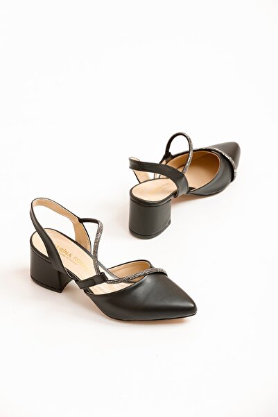 marina rosse Women's Lily Black Skin Classic Heeled Shoes