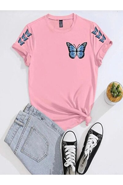 MORNİNG KİDS Tricou pentru copii din bumbac pieptănat cu imprimeu fluture roz...