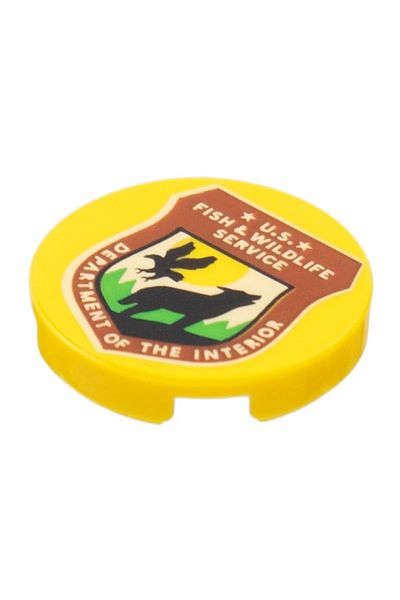 LEGO Original Custom Creator Tile 2 X 2 Printed Round Tiles Yellow Wolf Eagle Forest Logo 1 Piece
