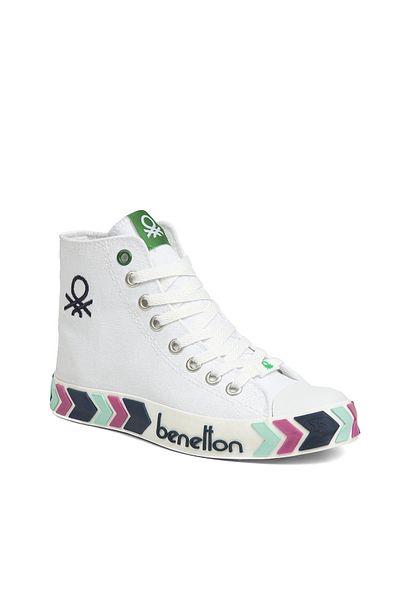 Benetton ® |   Bn-30621-3374 White Navy Blue - Γυναικεία αθλητικά παπούτσια