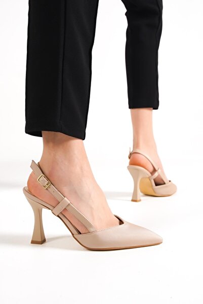 Modabuymus Paris Nude Open Back Stiletto Summer Heeled Shoes