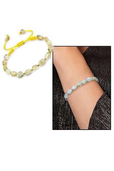 Tesbihane Macrame Braided Natural Cut Citrine Natural Stone Women's Bracelet