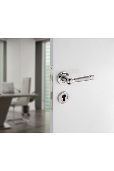 KOLDOOR Ottoman Rosette Nickel Satin Room Door Handle 1 Set