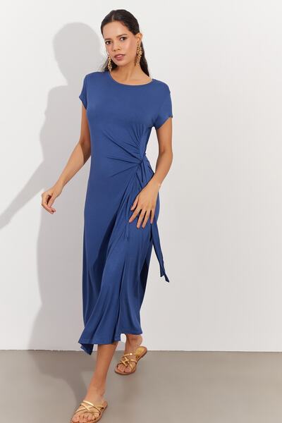 Cool & Sexy Dámské indigové maxi šaty s bočním rozparkem MP2042