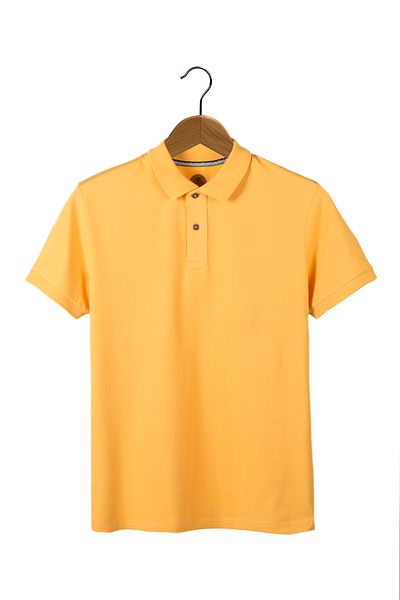 VEAVEN Tricou galben 100% bumbac slim fit cu guler polo