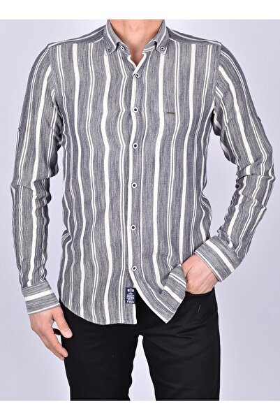 Twin 403-1 Slimfit Çizgili Gömlek/lacivert/2xl