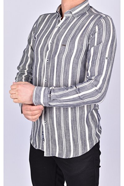 Twin 403-1 Slimfit Çizgili Gömlek/lacivert/2xl