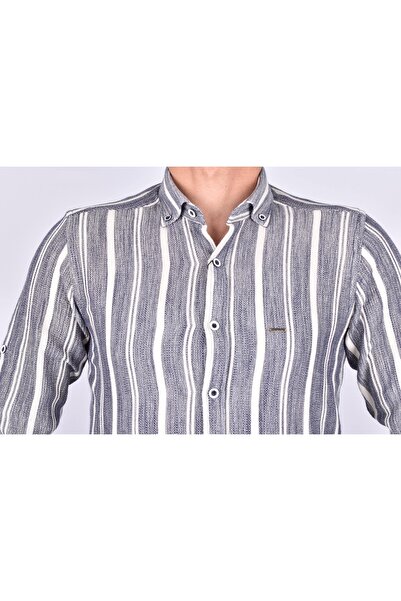 Twin 403-1 Slimfit Çizgili Gömlek/lacivert/2xl