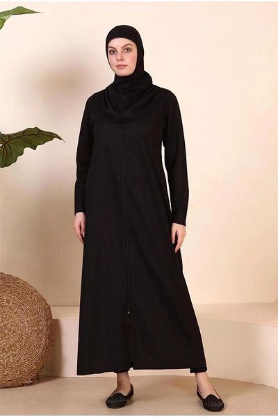 Esin Işık Women's Plus Size Hijab Black Prayer Dress