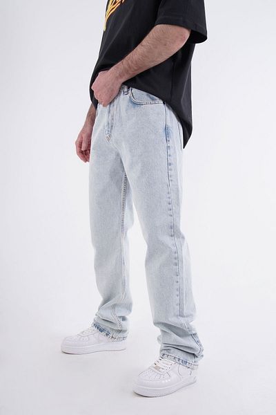 DİFRANSEL Men's Blue Baggy Jeans - Straight, Extra Long and Lycra Free