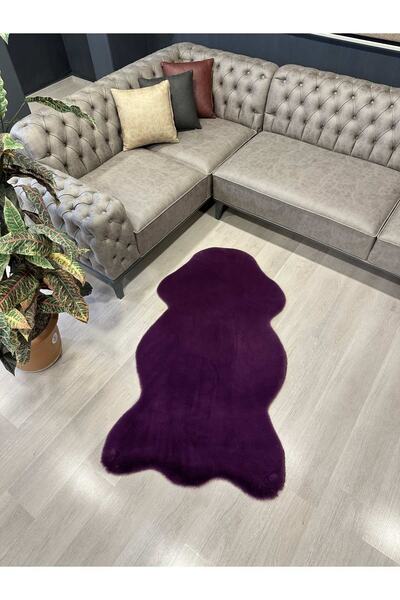 AllstarCarpet Tavşan Tüyü Post Kesim Premium Kalite Tüy Dökmez Halı Mor