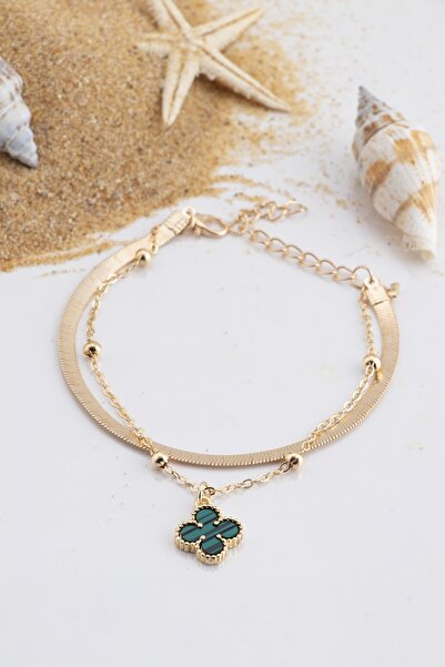 Sortie Aksesuar Italyan Zincirli Yonca Figürlü Halhal 014