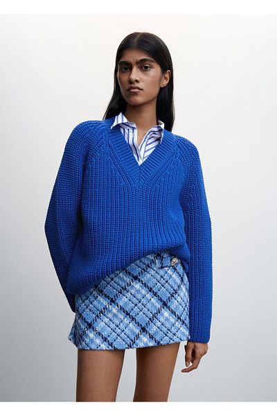 MANGO Woman V-Neck Thick Knitwear Sweater