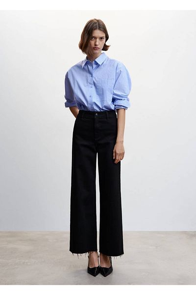 MANGO Woman High Waist Culotte Your Name Jean Pants