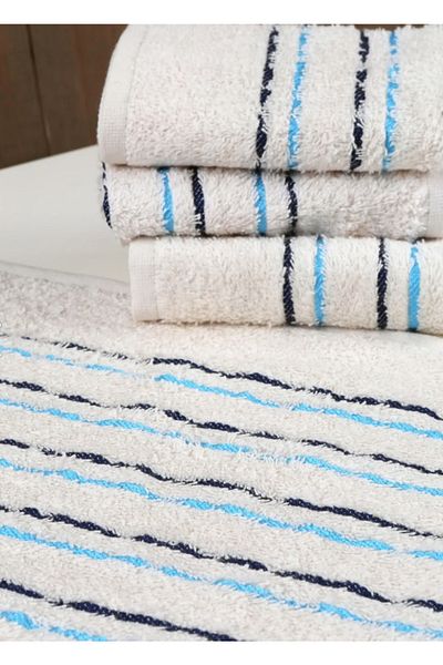 Shopiole 2 Pieces 30cmx30cm Cotton Mini Hand Towels - Set of 2 Kitchen Towels - Guest Towels Cream Blue