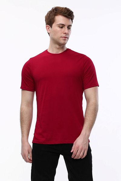 Uniprom Men's T-Shirt Crew Neck 100% Cotton Claret Red