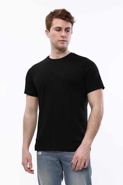 Uniprom Men's T-Shirt Crew Neck 100% Cotton Black