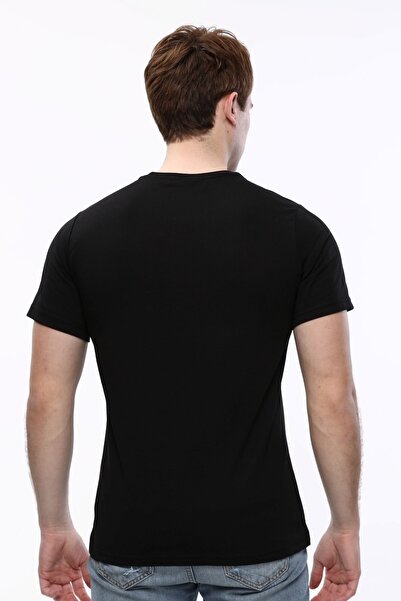 Uniprom Мъжка тениска с обло деколте, 100% памук, черна