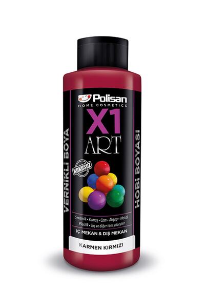 Polisan X1art Vernikli Hobi Boyası 120ml - Karmen Kırmızı