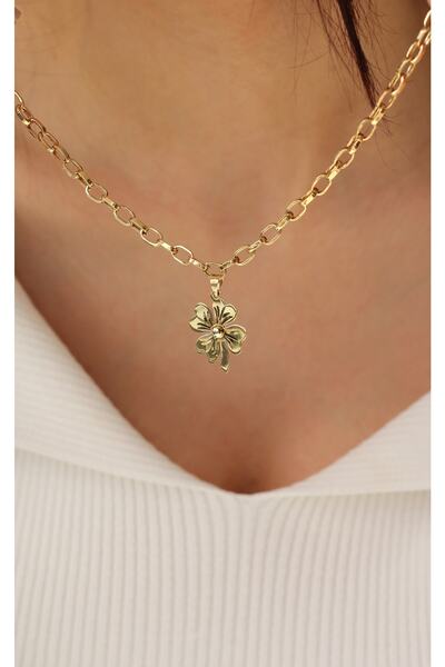 ŞABAN KILIÇ ALTIN&PIRLANTA Yonca Uçlu Kalın Ataç Kolye