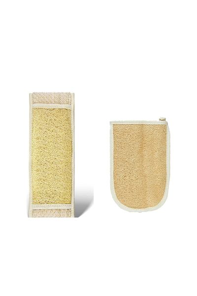 miresa Natural Pumpkin Fiber Set of 2 Body Back Bath & Shower Gloves Body Scrub