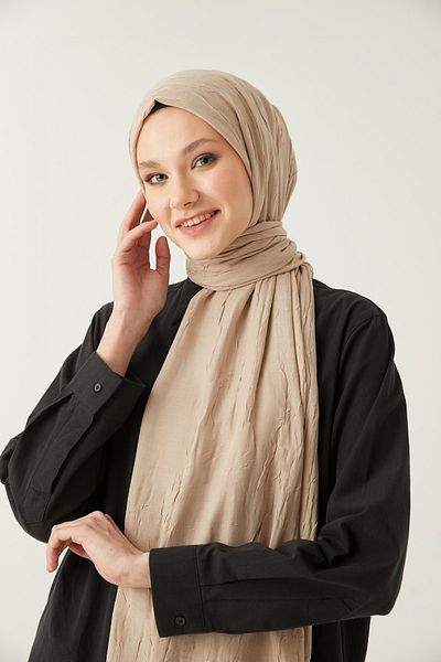 FRESCO SCARFS Γυναικείο Hijab Bamboo Kraş Shawl*μπεζ
