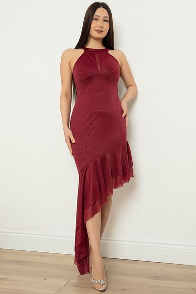PULLIMM Rochie cu sclipici cu decolteu C cu detaliu tiv 13423