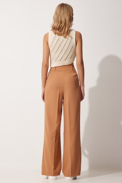 Happiness İstanbul Dámské sucharové široké pánské tkané kalhoty HG00001