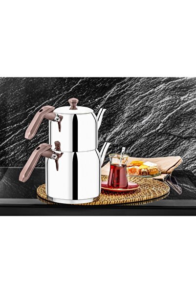 ÖZLİFE Gala Aile Boyu Sade Kulplar Rose Çaydanlık Takımı