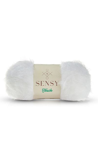 SENSY Premium Touch Hand Knitting Yarn Cardigan Sweater Yarn Fur Look Yarn Scarf Beanie Plush Toy Yarn White